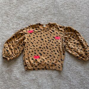 Clare V Brown and Black Leopard Print Kids Sweatshirt